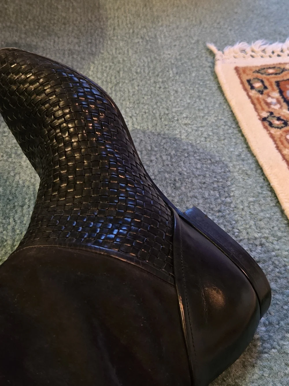 Via Spiga Woven Black Leather & Suede Knee-High Boots in Black Made In Italy 6B